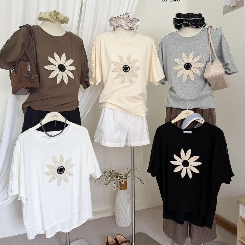 [LC] GI-ANTS GI243 เสื้อยืด OVERSIZE FLOWER EMBROIDERY