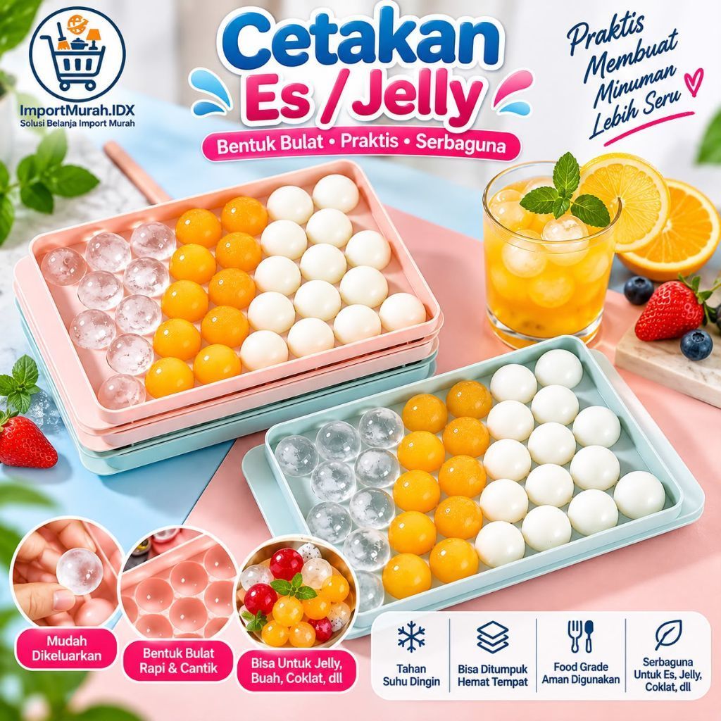 33-SLOT แม่พิมพ์ก้อนน้ําแข็งทรงกลม / JELLY AGAR PUDDING แม่พิมพ์น้ําแข็ง / ที่วางแม่พิมพ์น้ําแข็ง