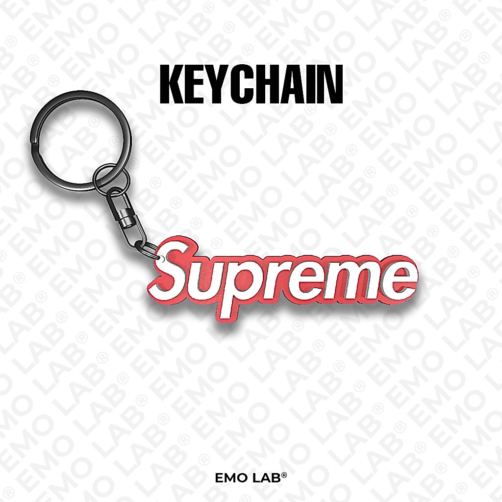 SUPREME RED WHITE 3D PRINT KEYCHAIN