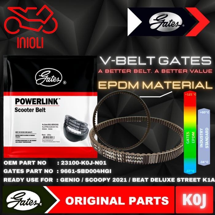 Van Belt Gates V เข็มขัด V-Belt Vbelt Gates Powerlink Genio Beat Street K1A Deluxe ใหม่ Scoopy Donat