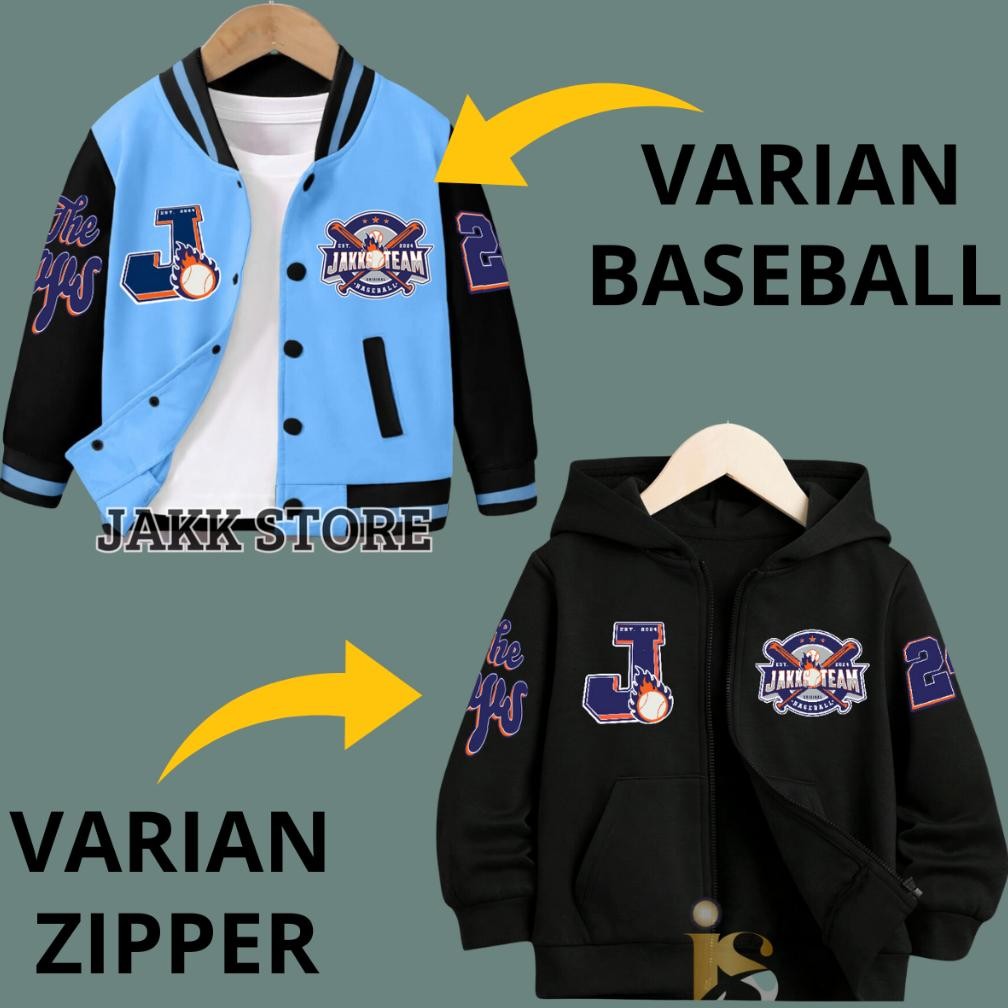 Ready_Stock Jakks เสื้อแจ็คเก็ตซิปสําหรับเด็กผู้ชาย Custom Initials AZ อายุ 3 4 5 6 7 8 9 10 11 12 1