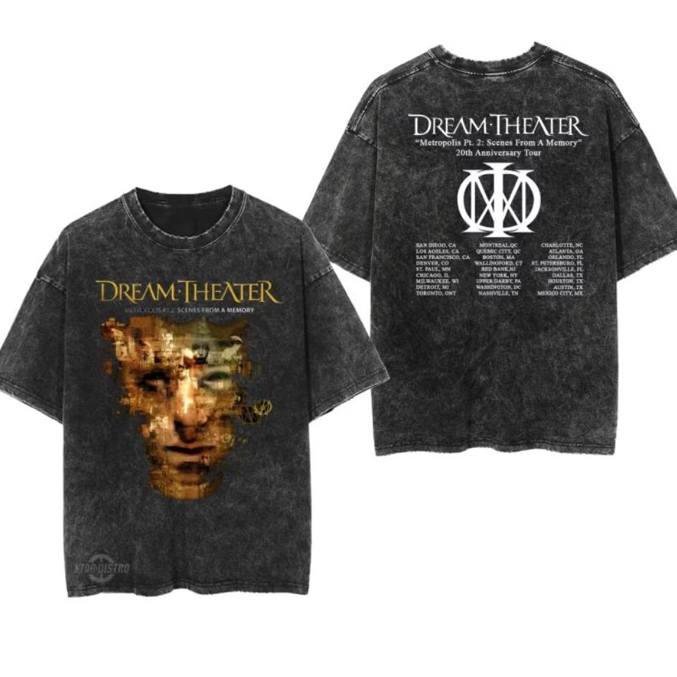 เสื้อยืด Oversize Stone Wash DREAM THEATER - เสื้อยืดวง Polysisol ล้างวินเทจ