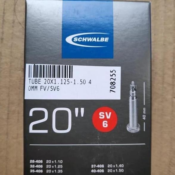 หลอด SV 6 Schwalbe 20 x 1.15 - 1.50 40 mm SV6. ยางใน 20