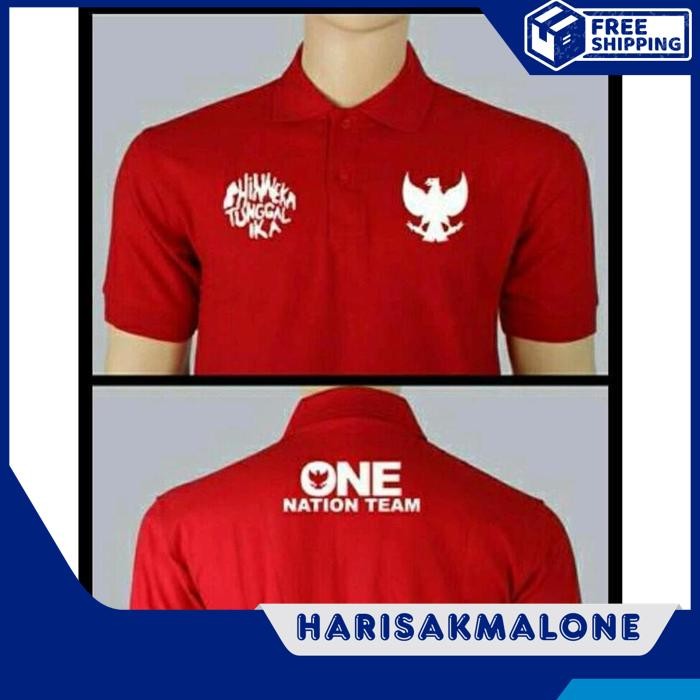 เสื้อโปโล เสื้อยืดคอปก DISTRO BHINNAKA TUNGGAL IKA ONE GARUDA INDONESIA NATIONAL TEAM PLAIN CUSTOM ผ