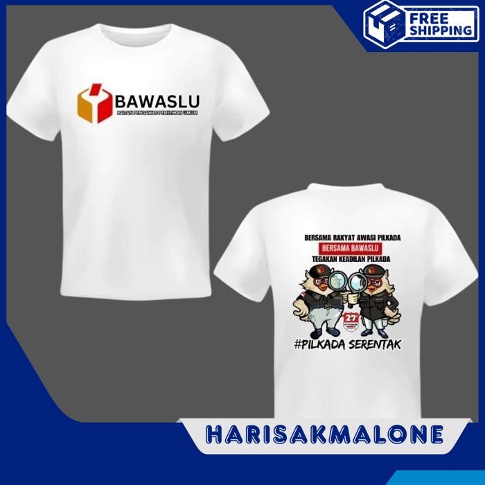 เสื้อยืดเสื้อผ้า DISTRO พร้อมฮู้ด BAWASLU UPRIGHT JUSTICE PILKADA SERENTAK 27 NOVEMBER 2024 ขนาดใหญ่