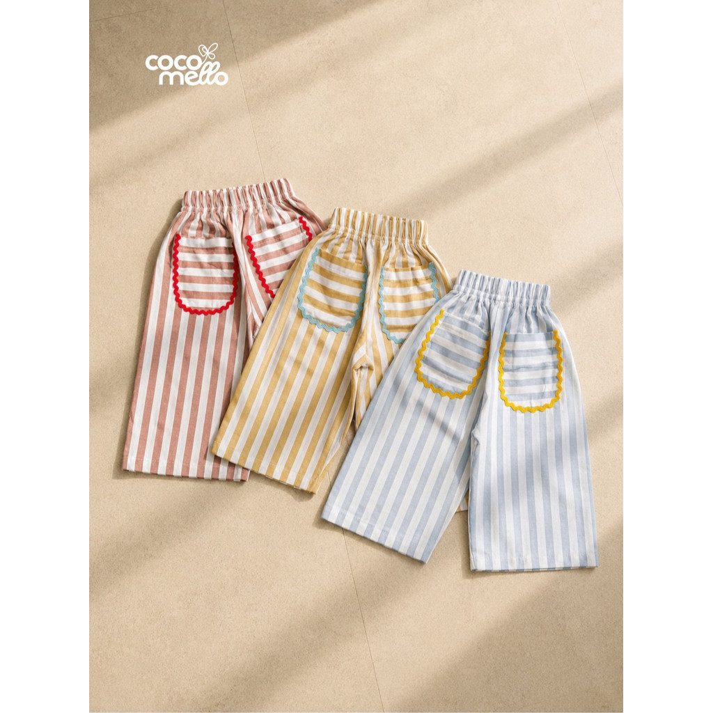 COCOMELLO Ollie Pocket Stripe Pants - กางเกงขายาวสําหรับเด็กหญิงและเด็กชาย 1 ถึง 6 ปี - K08