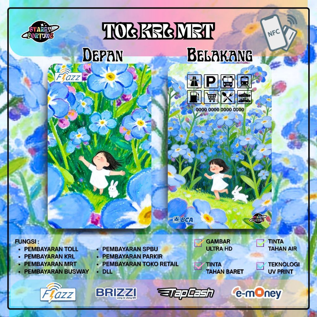 SOFT GIRL ฤดูร้อน FULL BLOOM Flazz/E-Money/Tap-Cash/Brizy NOL BALANCE TAPCARD ETLL PARKING CUSTOM IM