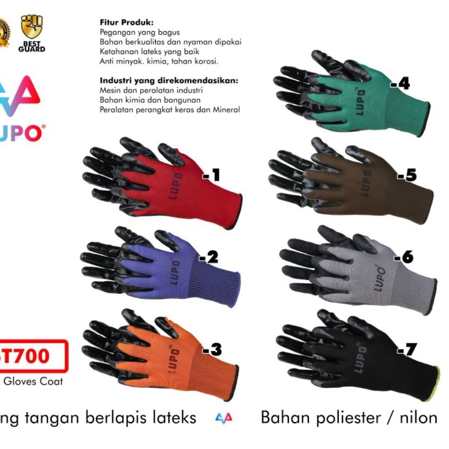 ST18 Lupo ST700 ถุงมือทํางานนิรภัยเคลือบลาเท็กซ์
