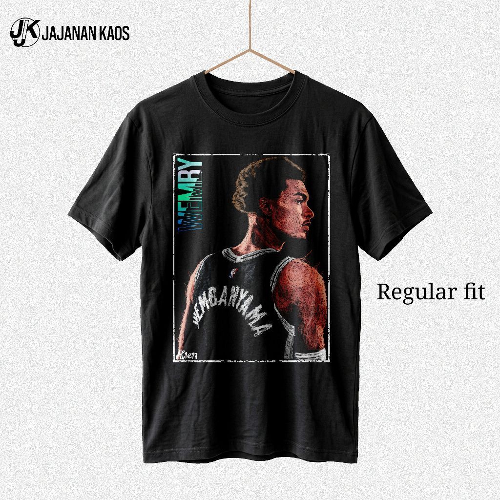 KATUN WEMBY Aesthetic Scribble Art เสื้อยืดบาสเก็ตบอล, ผ้าฝ้ายหวี 24S และ 30, Unisex Regular Fit