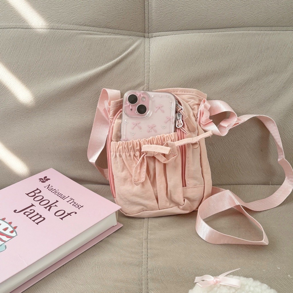 Mocorie - Elmyra Pink Ribbon Sling Bag / Sling Bag coquette Ribbon / Phone Bag Pink Ribbon coquette 