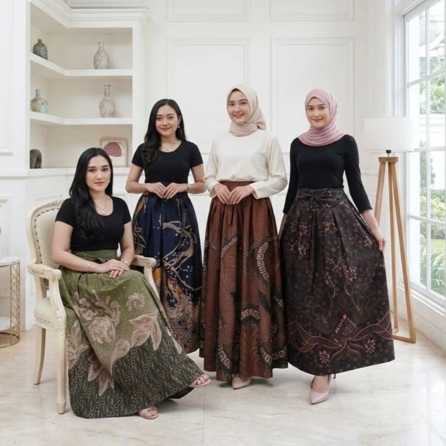 KATUN JAVA ART - LONG SEMI-UMBRELLA COTTON BATIK สําหรับการทํางาน, การพิมพ์และการผ่อนคลายและมาตรฐานแ