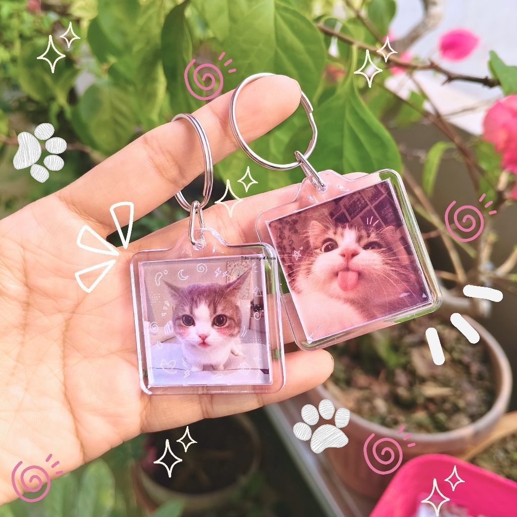 GANTUNGAN CAT BOX FRAME KEYCHAIN, CHIIKAWA MOFUSAND