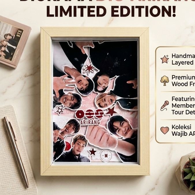 Pop Up Frame 3D BTS Arirang Aesthetic – A4 Frame Maple Motif Aesthetic