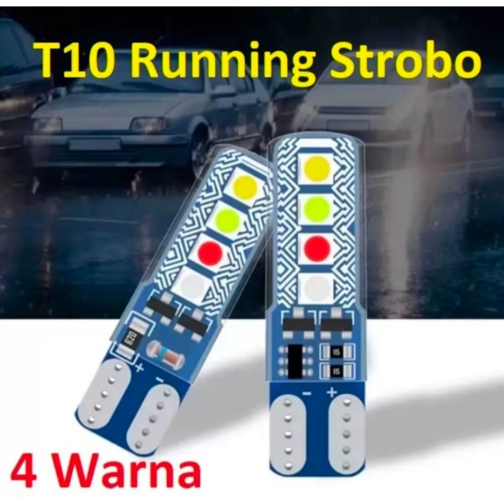 MATA T10 ไฟ LED Sen Senja Jelly 8 ตาโตกระพริบวิ่ง RGB / T10 Big Eyes Jelly RGB วิ่งคู่