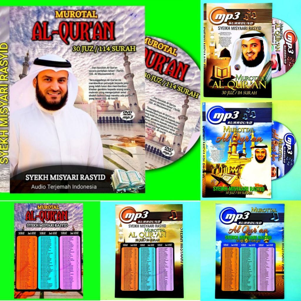 CASSETTE OF MP3 NGAJI MUROTTAL AL-QURAN WITH SYEKH MISYARI RASYID MUROTAL AL-QURAN 30 JUZ 114 SURAH