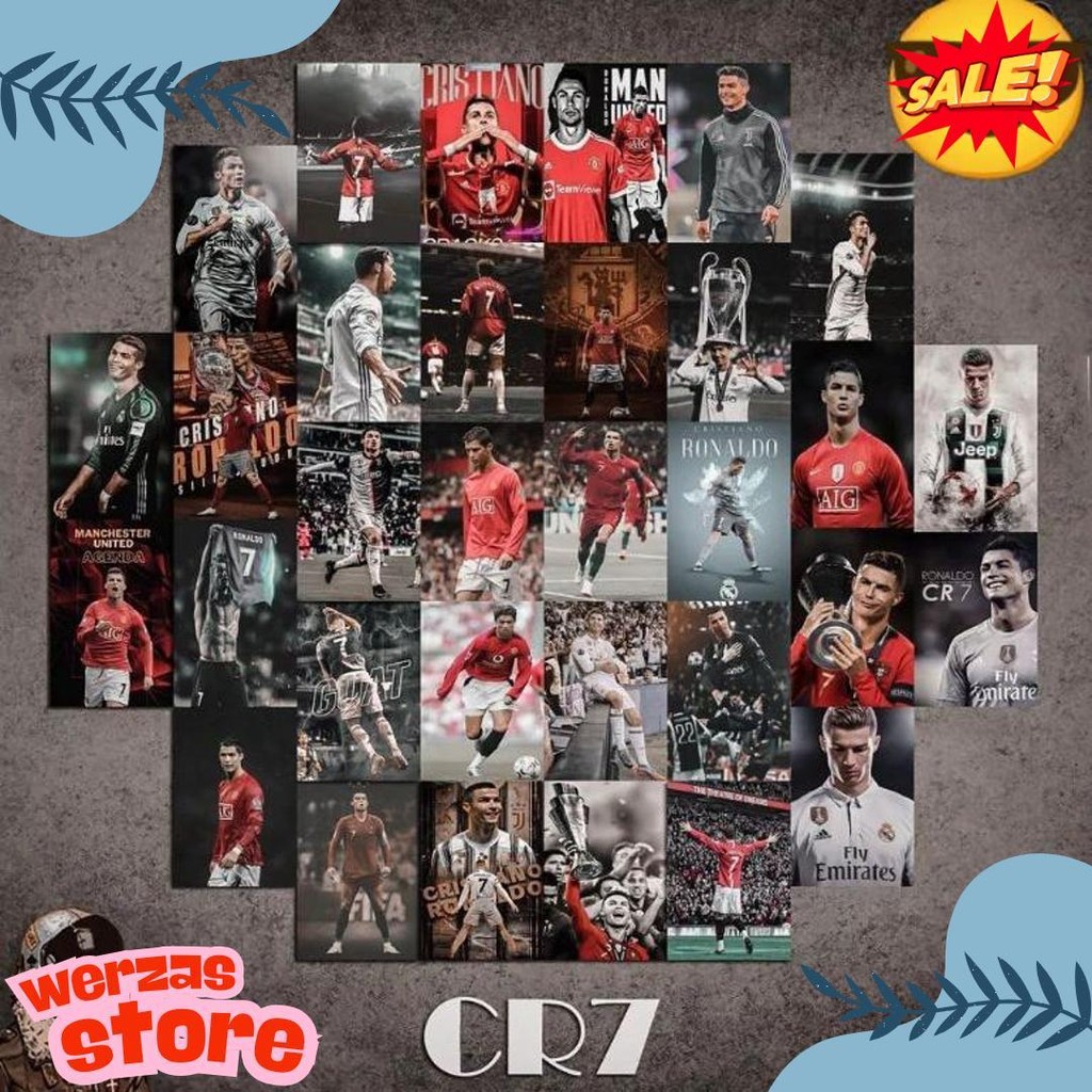 Independence Aesthetic Wall โปสเตอร์ Cristiano Ronaldo Cr7 ชุด 48 ชิ้นฟรีเทปคู่