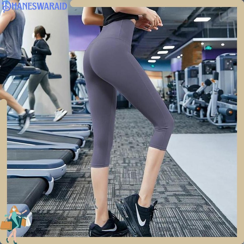 Bigpromo เลกกิ้งกีฬาธรรมดาสําหรับผู้หญิง 7/8 สําหรับยิม โยคะ ฟิตเนส [MT7FK Plain]