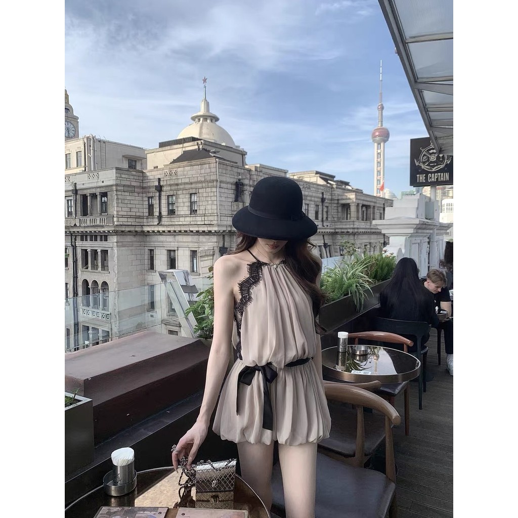 Dainty Vogueเดรสสั้นคล้องคอสําหรับฤดูร้อนของผู้หญิง