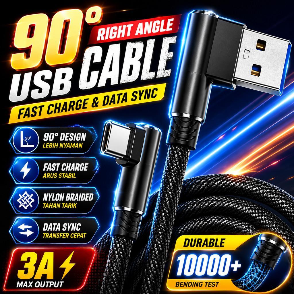 SIKU USB To Type-C Data Charger Cable L-Shaped 90 องศาข้อศอกสําหรับเล่นเกมความยาว 1-3 M