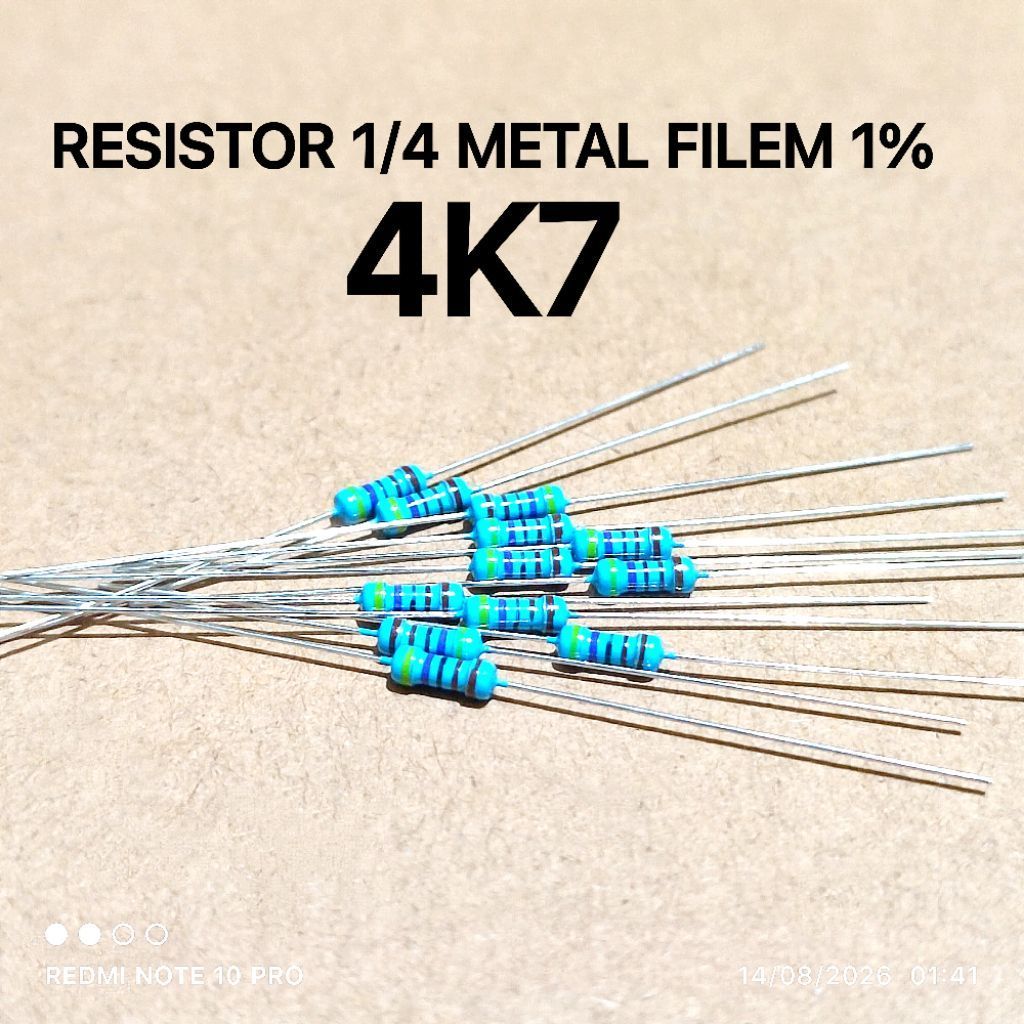 (QTY 10 ชิ้น) RESISTOR 1/4W 1/4WATT 4K7 4.7K KILO MF 1% ROHS