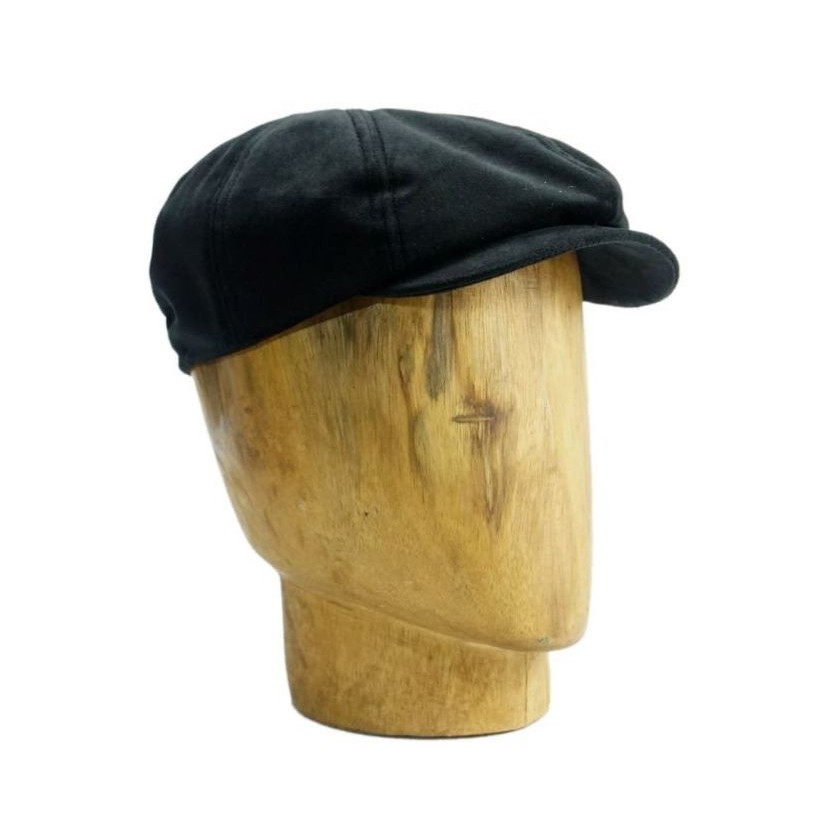 TUCKWOLF Newsboy Cap สีดํา Silky Velvet Cotton Thomas Shelby
