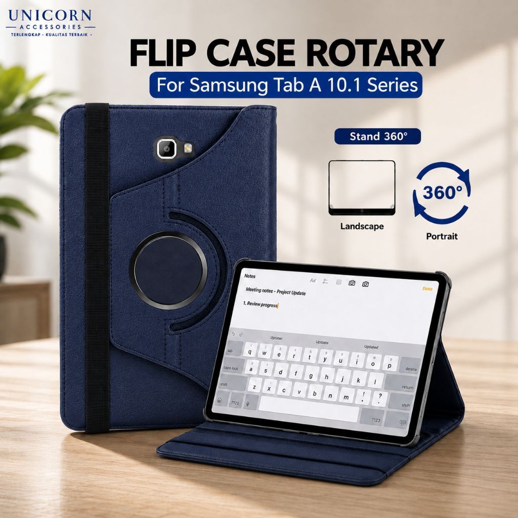 Samsung Tab A 10.1 T515 T510 P585 P580 P585Y T580 T585 ฝาครอบพลิกปลอกหนังโรตารียืน