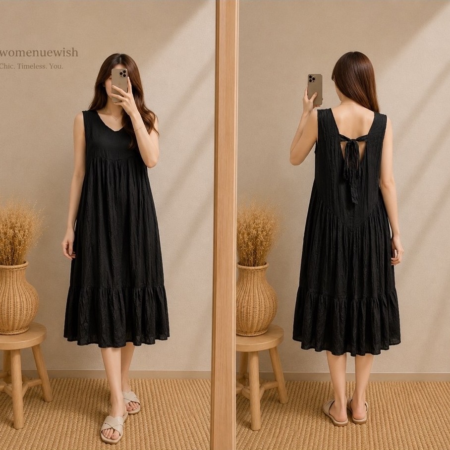 Mala Premium Midi Dress - เดรสเว้าหลังมีสายผูกหลังเนียน