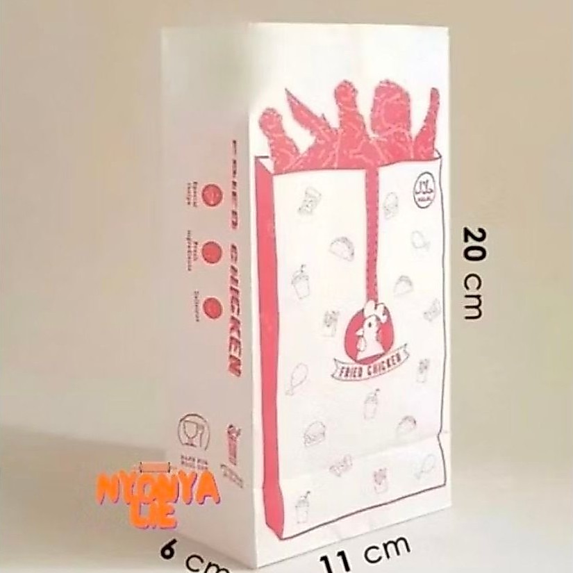 KKM03 ถุงกระดาษไก่ทอด Yummy Food Inside 50 ชิ้น