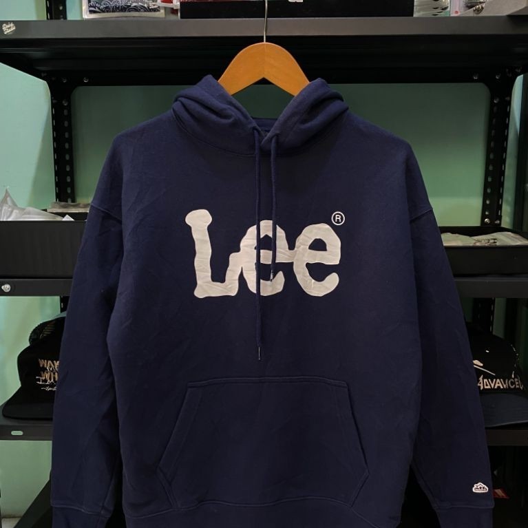 Lee Big logo เสื้อฮู้ดสีกรมท่าของแท้