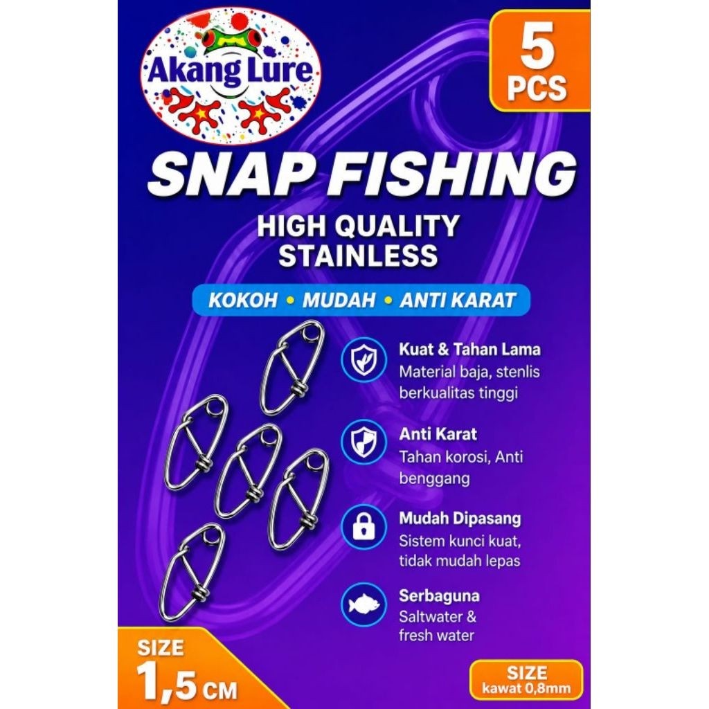 SNAP SNAP STAINLESS 1.5 ซม. 5 ชิ้น APPLE LURE
