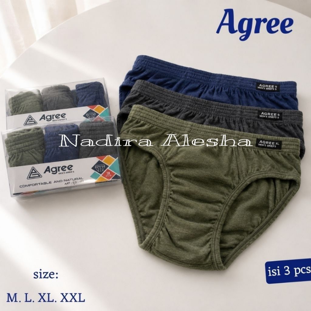 Agree art 123 ชุดชั้นในชาย เนื้อหา 3 ชิ้น CD-AG123 สบาย Natural