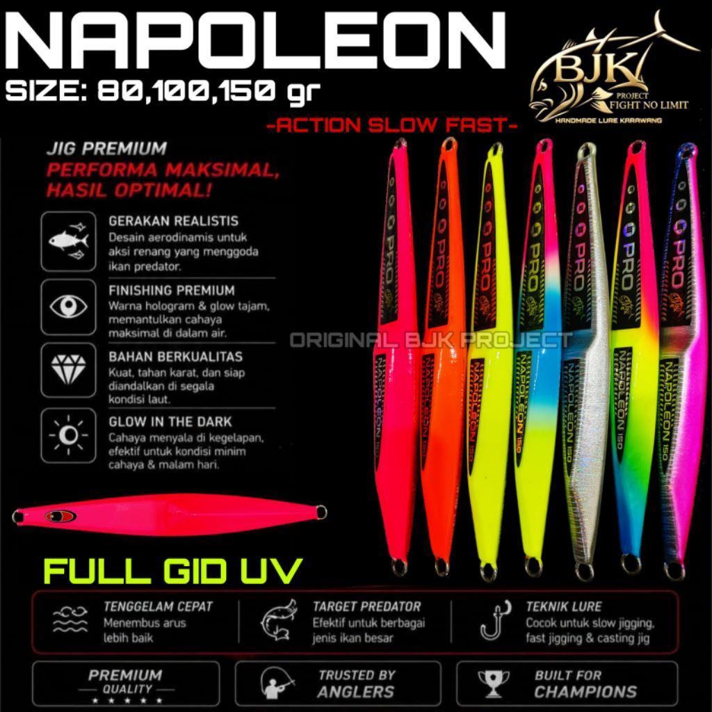 METAL JIG BJK NAPOLEON 80,100,150g ใหม่ ORIGINAL BJK FISHING PROJECT JIGGING BAIT SEA BAIT