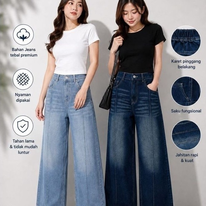 Zhongshan Pant Kulot Jeans Tebal (อธยา)