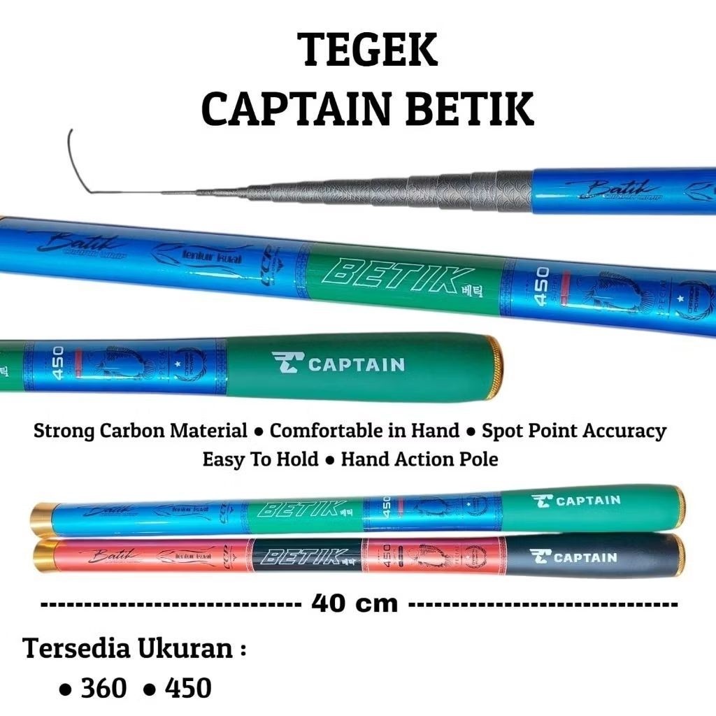 CAPTAIN BETIK 360CM 450CM POLE/TEGEK ROD
