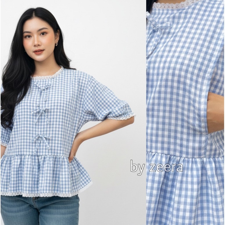 KATUN JIWON Nursing Ruffle Coquette – ผ้าฝ้ายเสื้อเปิดขวาและซ้ายสไตล์เกาหลีโดย Zeera