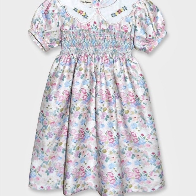 Tres Mignon - Nina Smock Dress สําหรับเด็กผู้หญิงอายุ 1-8 ปี Classic Vintage Premium