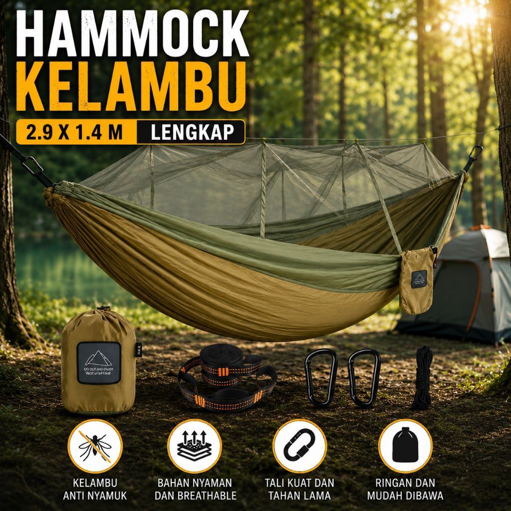 เปลญวน มุ้งกันยุงแบบแขวน Swing Camping Outdoor 2.9x1.4M - J510