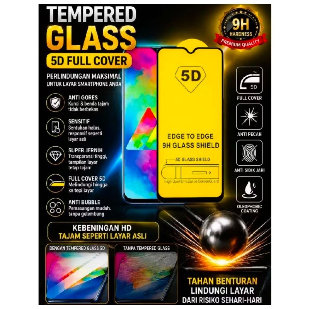 LAYAR TG TEMPERED GLASS FULL COVER 5D / ANTI-SCRATCH SCREEN PROTECTOR VIVO Y100I Y200 Y300 Y11D Y21D