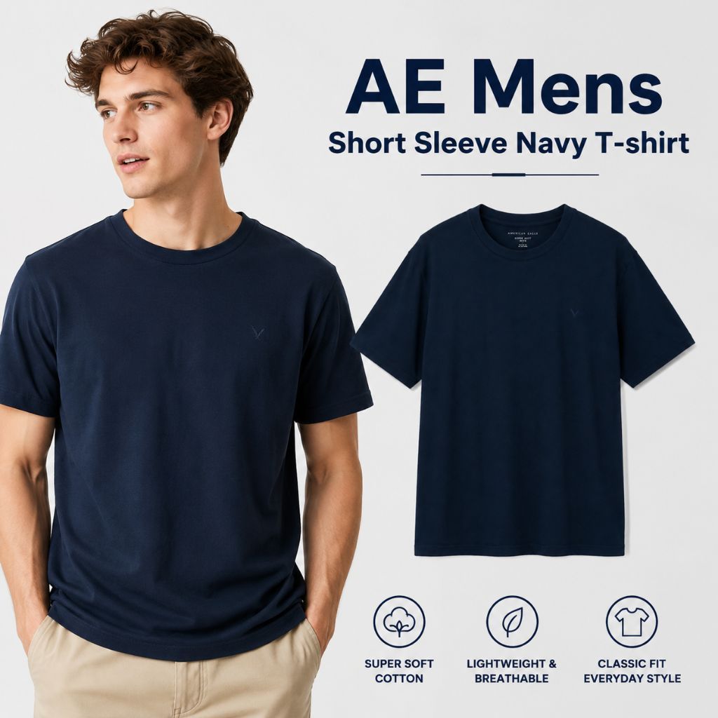 AE Mens Short Sleeve Navy T-shirt/Original Branded Mens T-shirt/Latest Mens T-shirt/Casual T-shirt