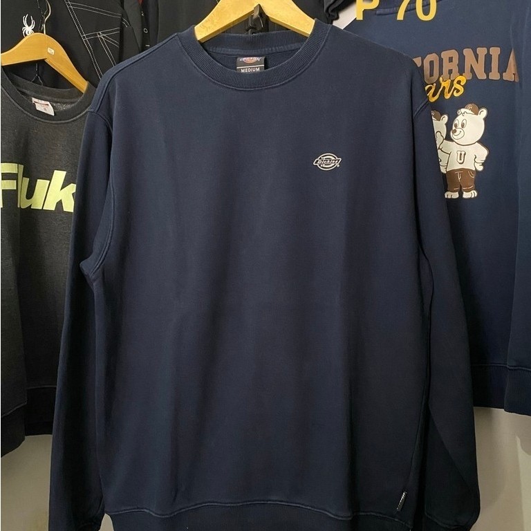 DICKIES (70x57ซม.โดยไม่ต้องดึง) CNเสื้อสเวตเตอร์คอกลมเสื้อกันหนาวสเก็ตStreetwear dark navy Dickiesโล