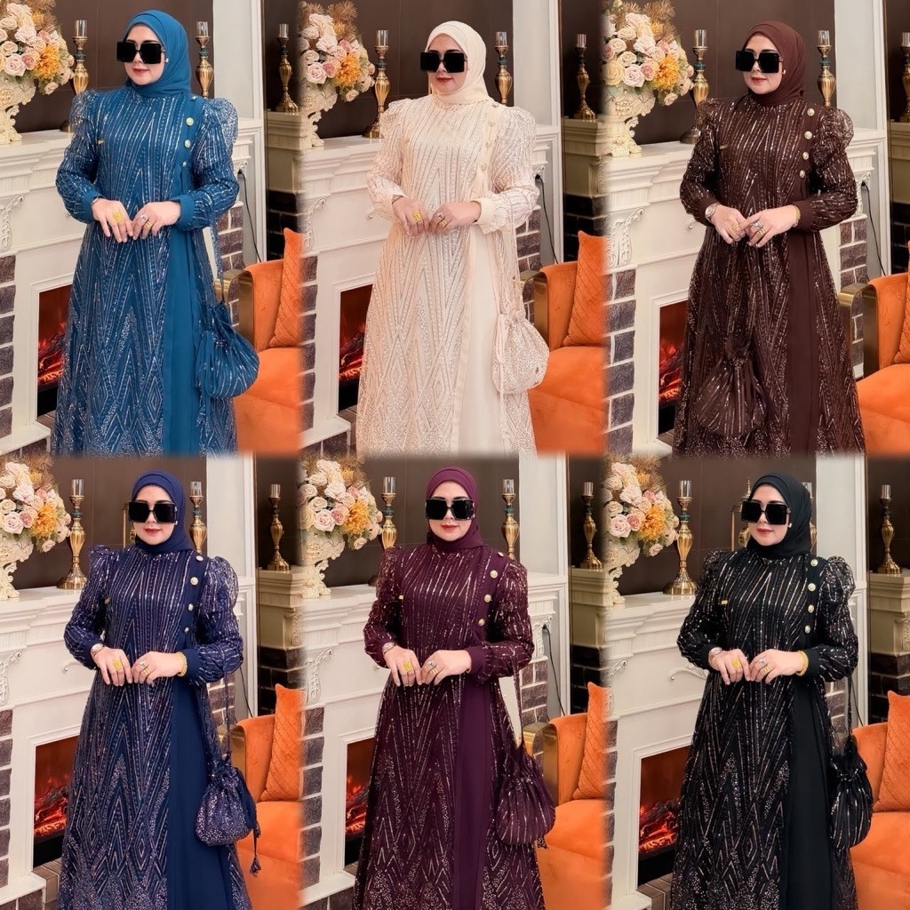 SEREN 3in1 PARTY DRESS VOL 5 BY BAAHIRAHANAFI PARTY GAMIS HIJAB SET FREE PARTY BAG 3 in 1 ใหม่ล่าสุด