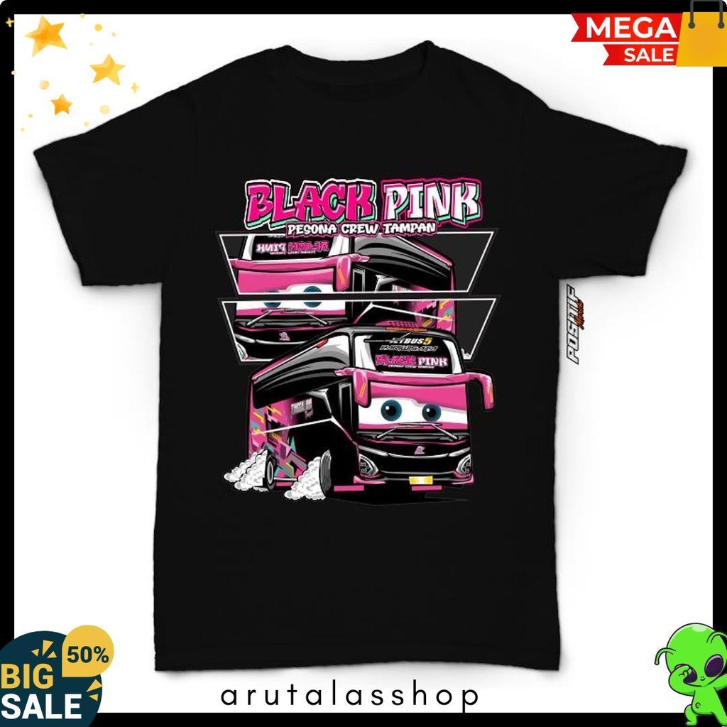 เสื้อยืด Up To 70% Bus Mania สําหรับเด็กชายและเด็กหญิง Black Pink Positive Merch