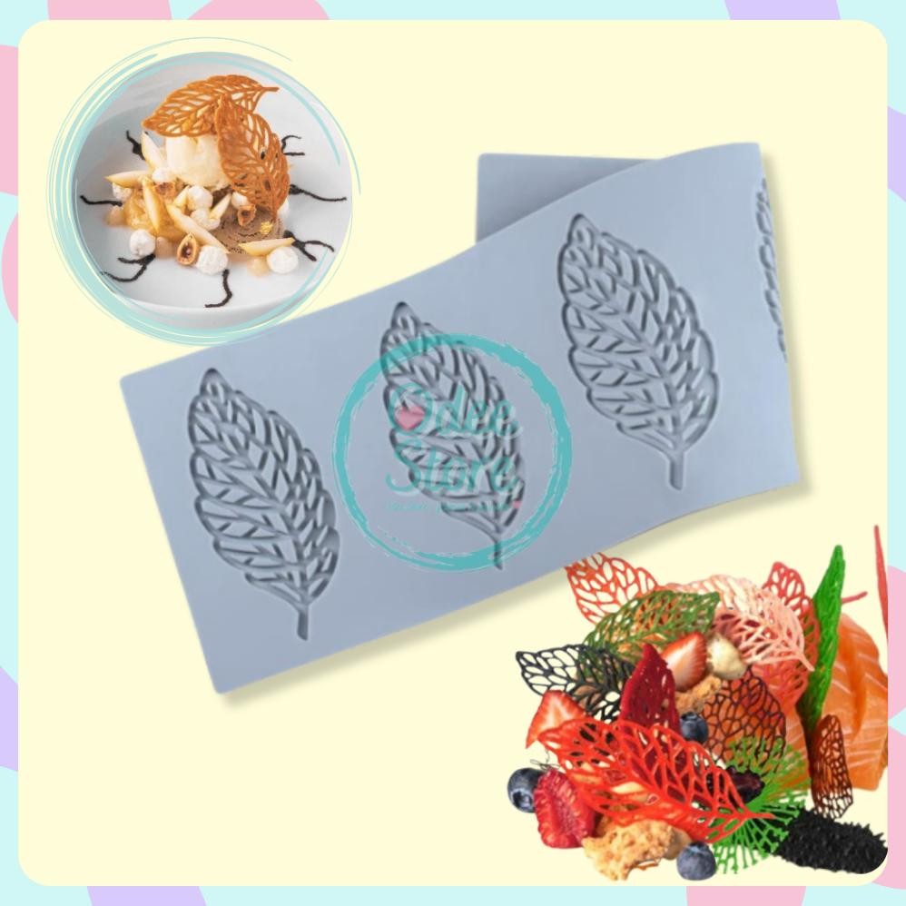 OdeeStore แม่พิมพ์ซิลิโคน tuile ซิลิโคน fondant gumpaste garnish ช็อกโกแลตน้ําตาลพุดดิ้ง Leaf Leaf