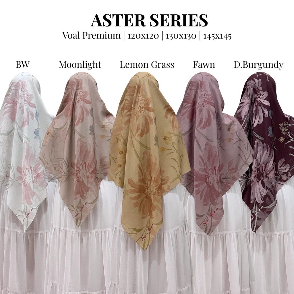 Her Aura - Aster Series Square Hijab ลาย Voile Premium และการพิมพ์ Sublime