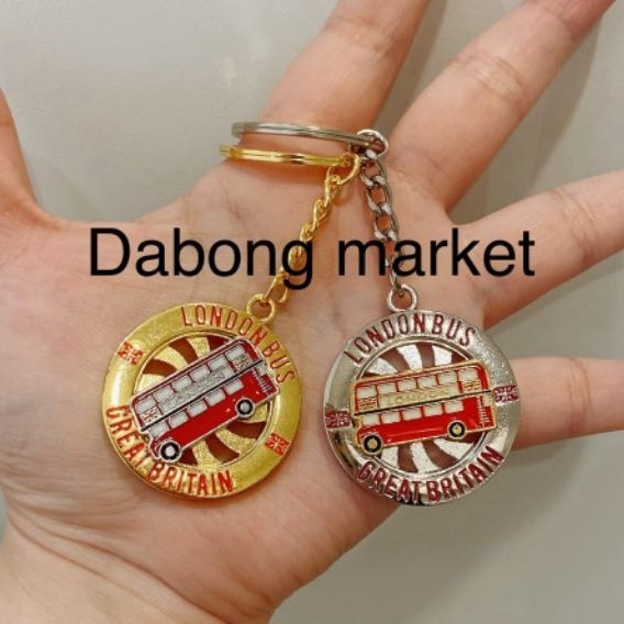 GANTUNGAN London England พวงกุญแจ Round Swivel Bus London รถบัส ของที่ระลึก typical London