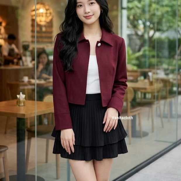 KLOE - West Blazer Crop Outer Women | เสื้อครอปผู้หญิง Matt Semiwool Premium