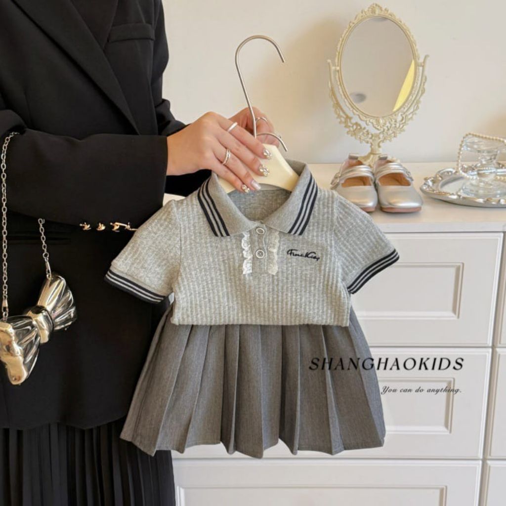 LHS_mini กระโปรงเด็ก เสื้อถักคอปก