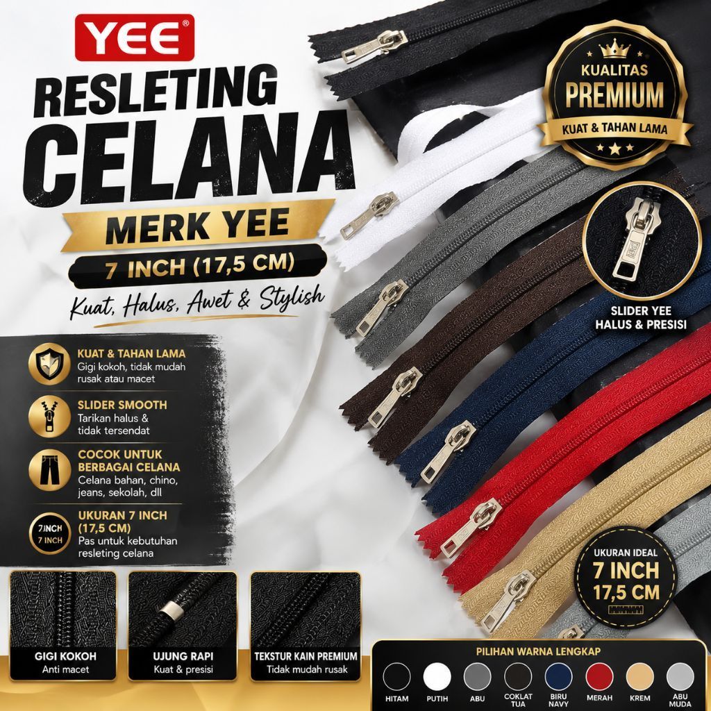 KATUN YEE PANTS ZIPPER / 7 นิ้ว PANTS ZIPPER / 7 นิ้ว COTTON PANTS ZIPPER YEE BRAND