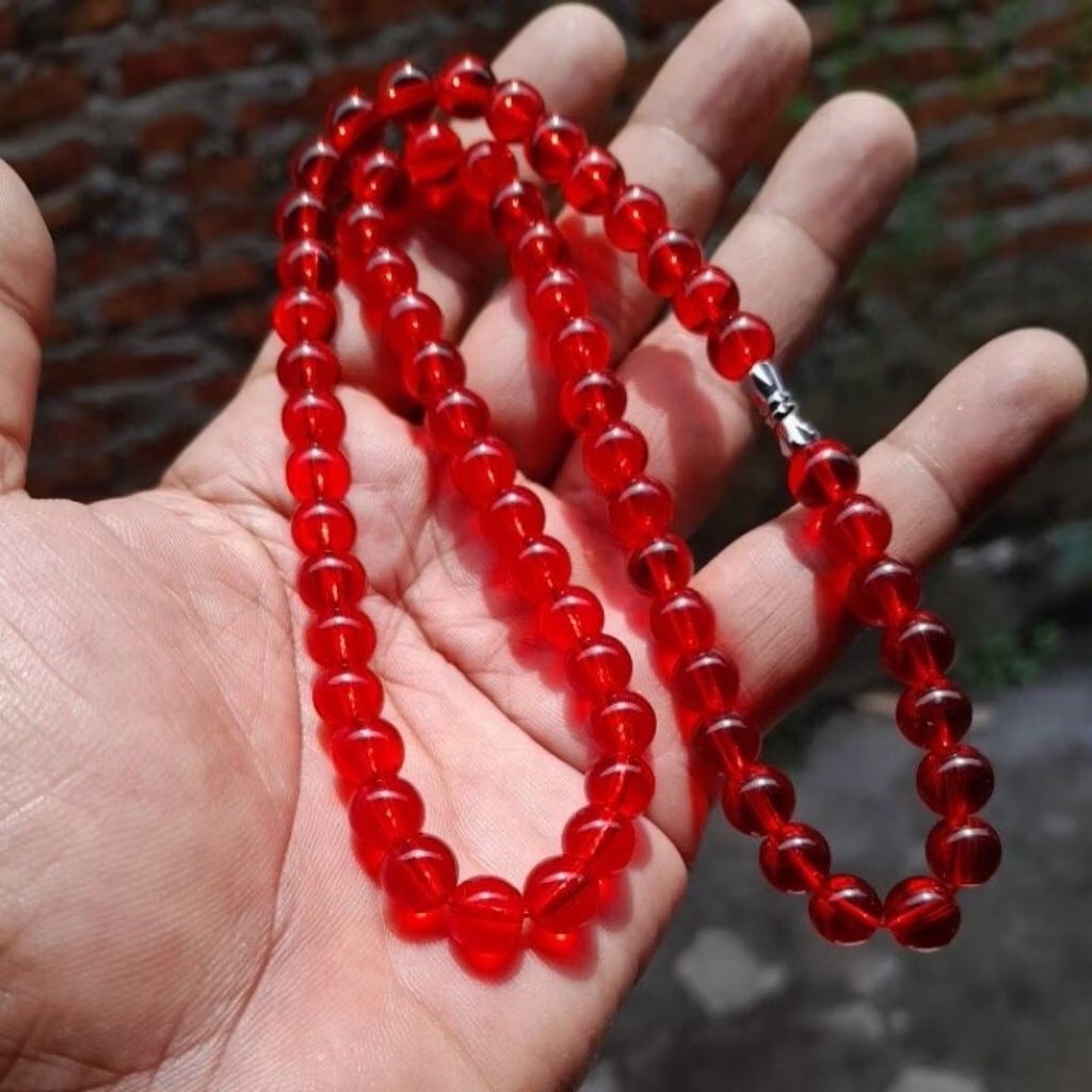 MERAH SIEM DIM 8 สร้อยคอหินสีแดงธรรมชาติ