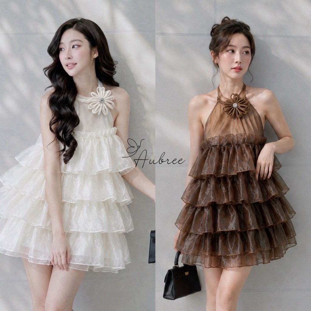[ AUBRE ] Solene Ruffle Mini Dress / Mini Dress / Womens Floral Party Dress